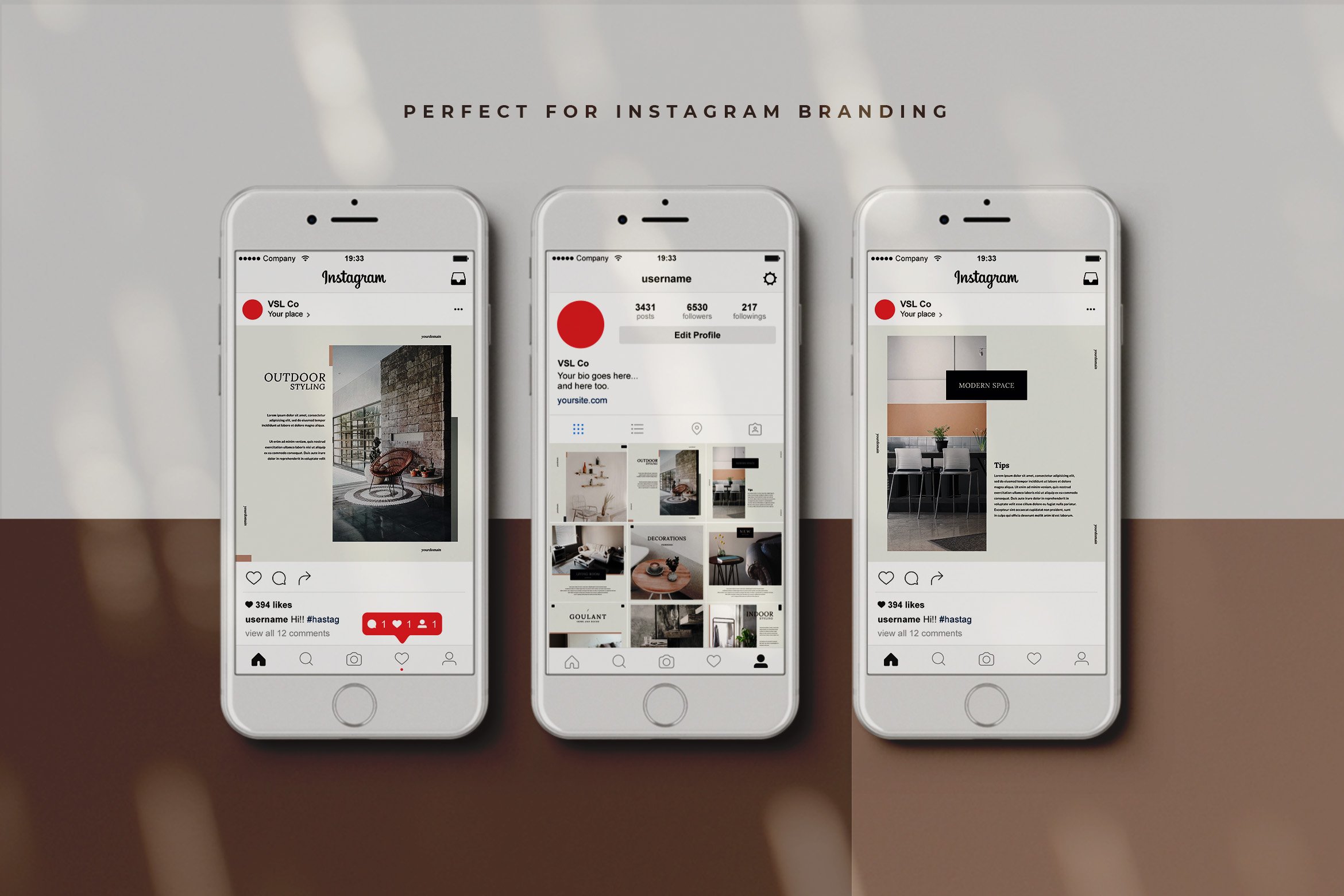 简约优雅空间设计摄影照片微信朋友圈展示Instagram模板 Interior Social Media Kits插图1