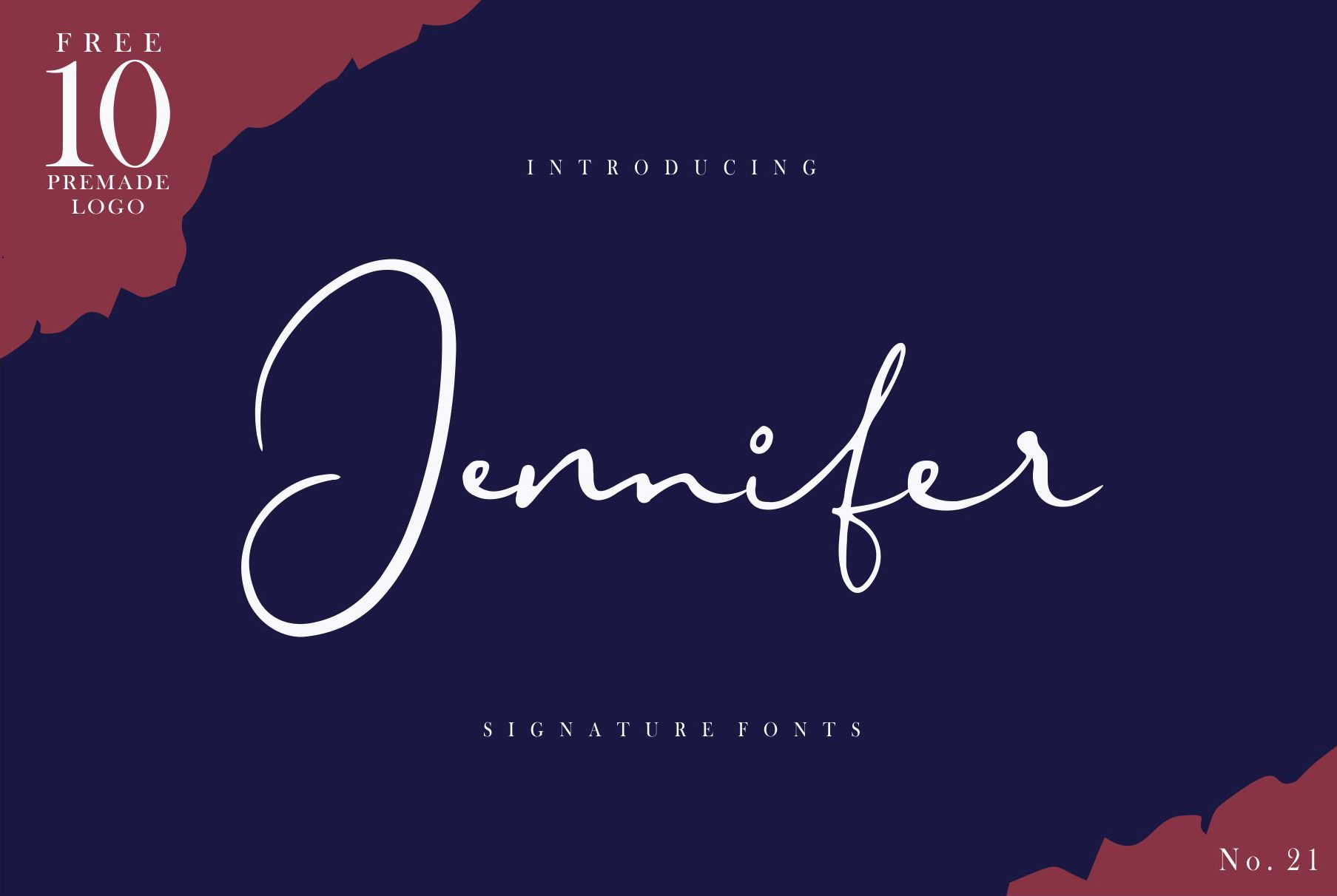 时尚优雅婚礼签名书法字体 Jennifer Signature Fonts Logo插图