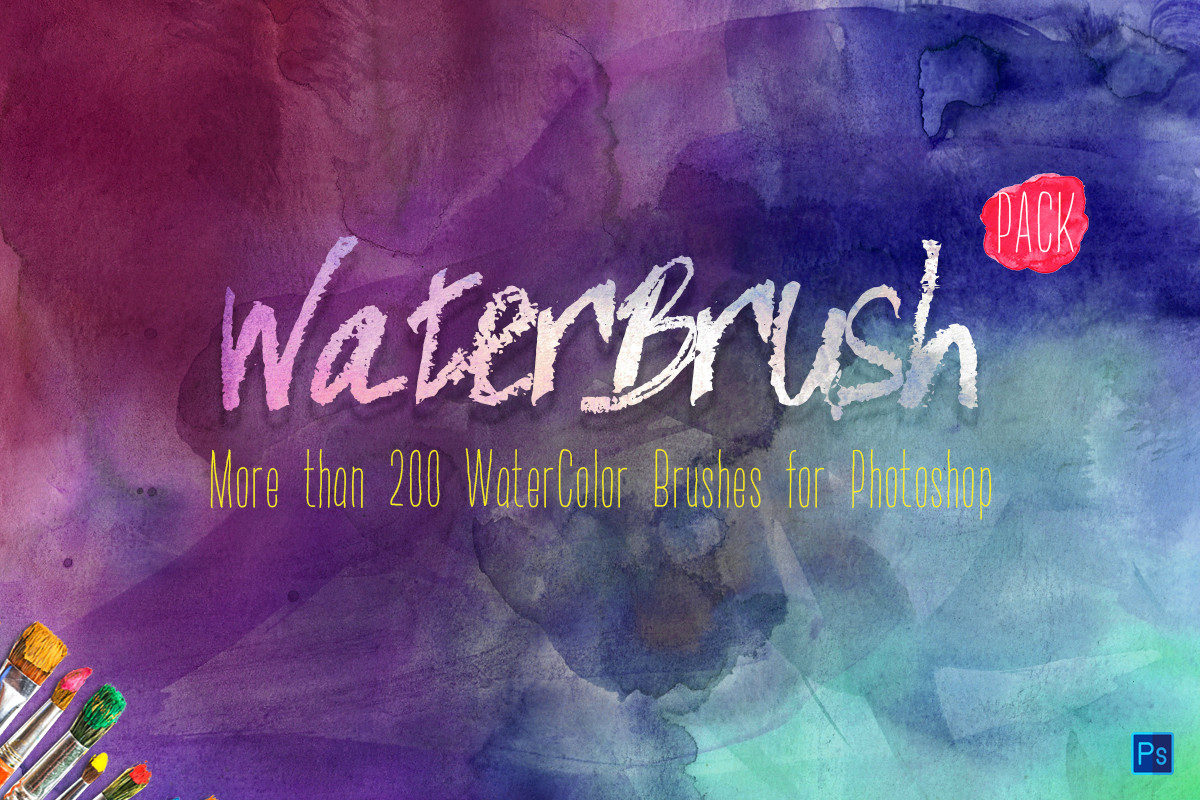 200多个绘画水彩PS笔刷  200 WaterBrush WaterColor Brushes PACK插图