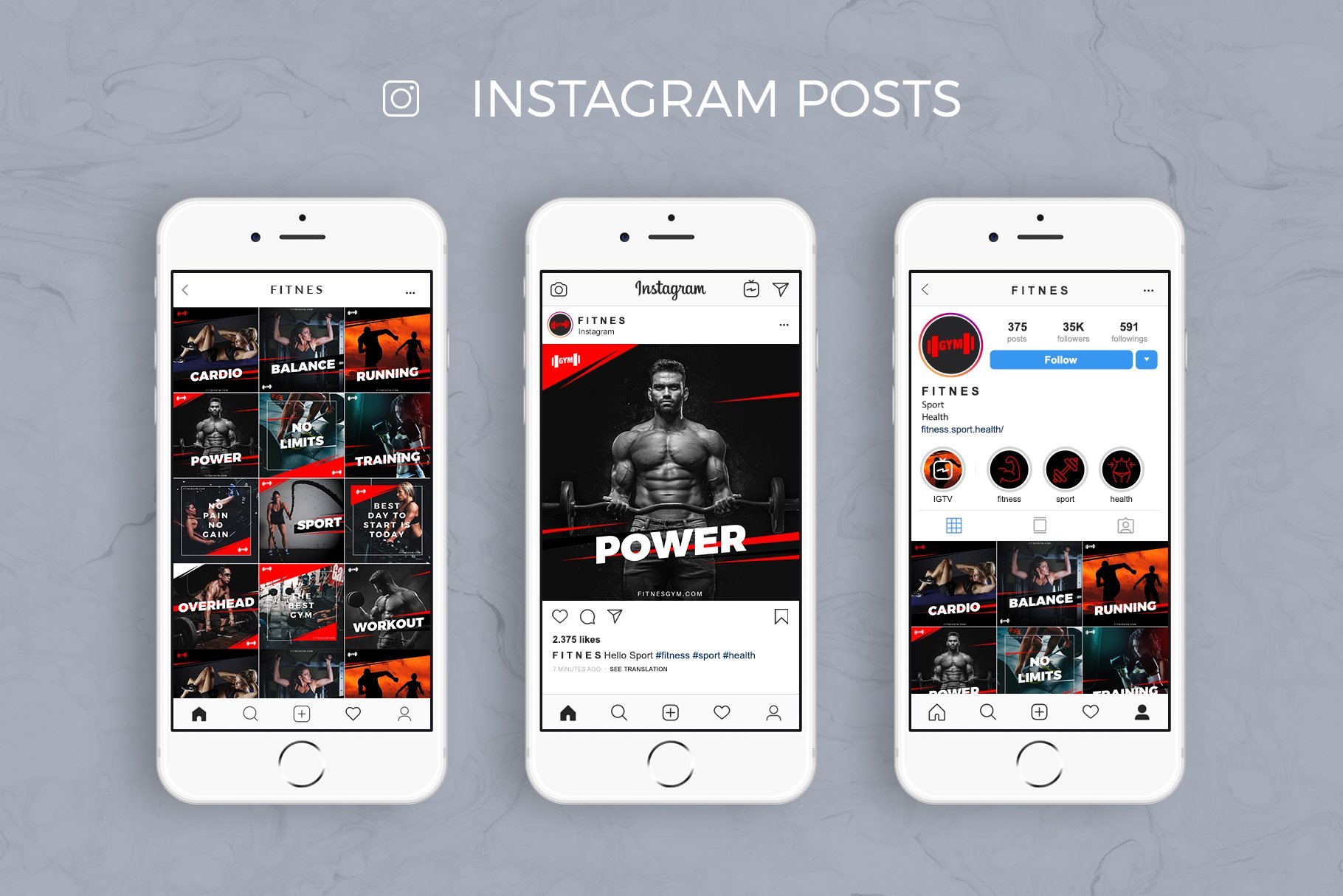 健身俱乐部电商促销PSD海报朋友圈Instagram模板 FITNES – Social Media Pack插图4