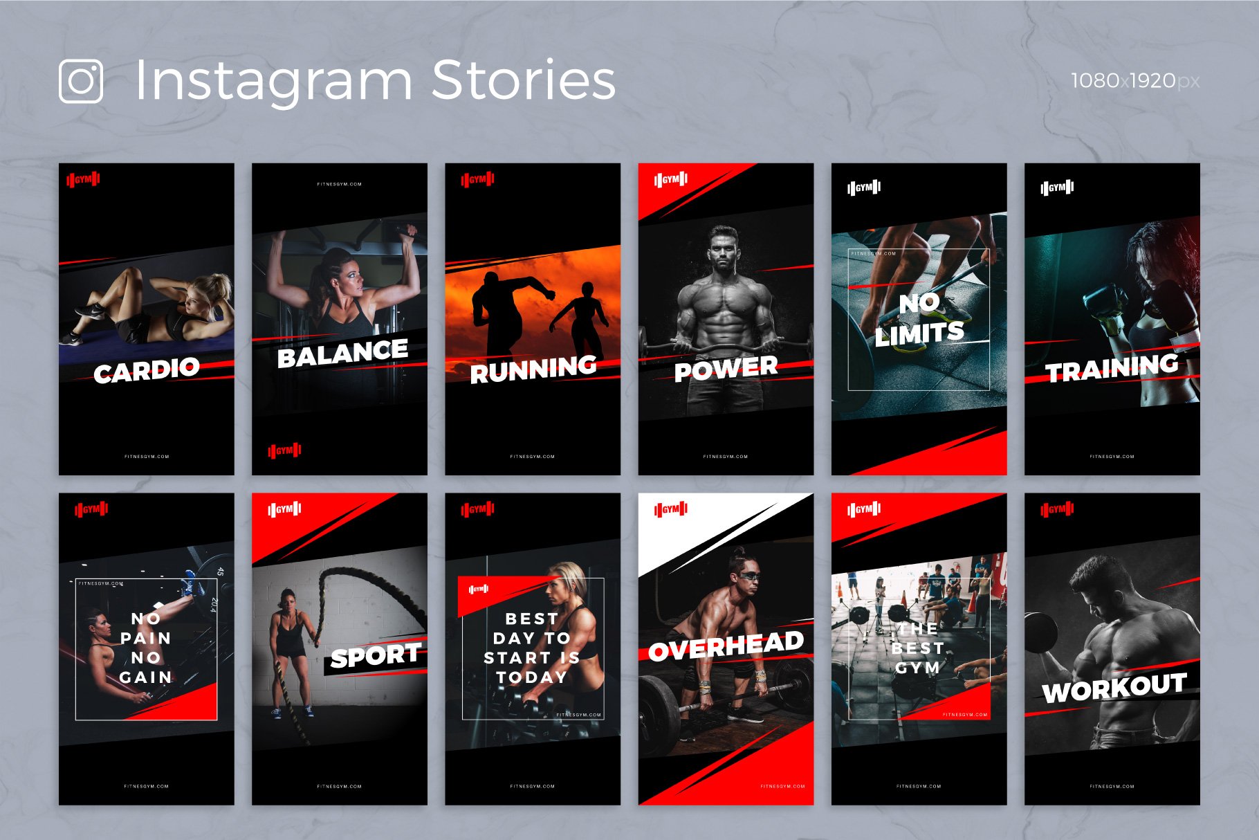 健身俱乐部电商促销PSD海报朋友圈Instagram模板 FITNES – Social Media Pack插图2
