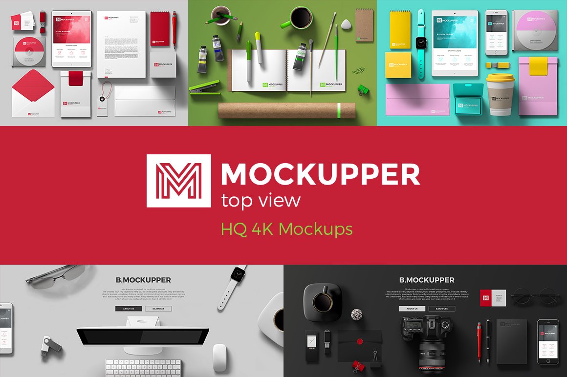 超高清顶视图品牌设计提案办公文创场景样机 Mockupper Scene Generator Topview 4K插图