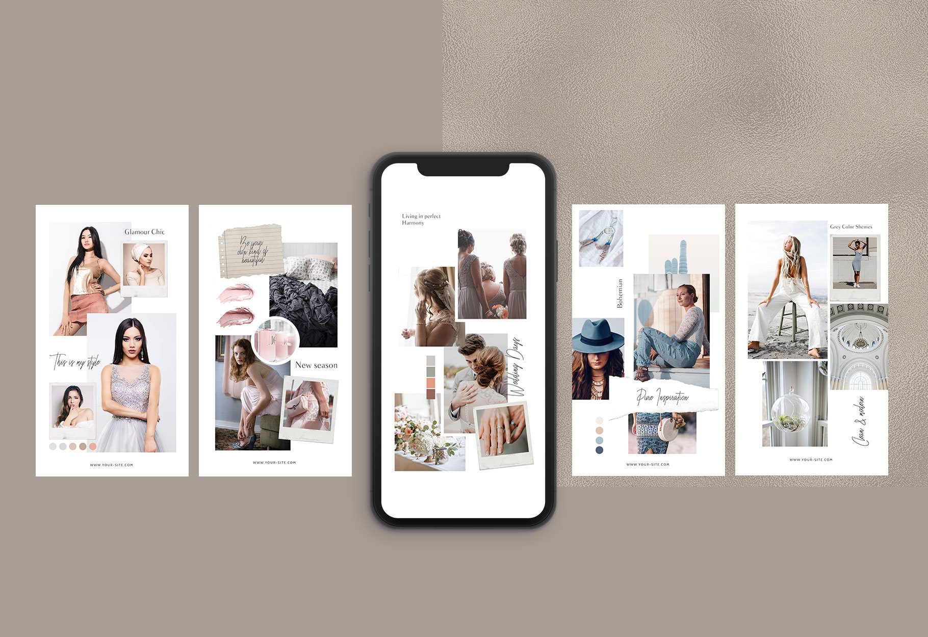 时尚简约女性服装电商营销PSD海报朋友圈INS风模板 Moodboard – Instagram Stories插图1