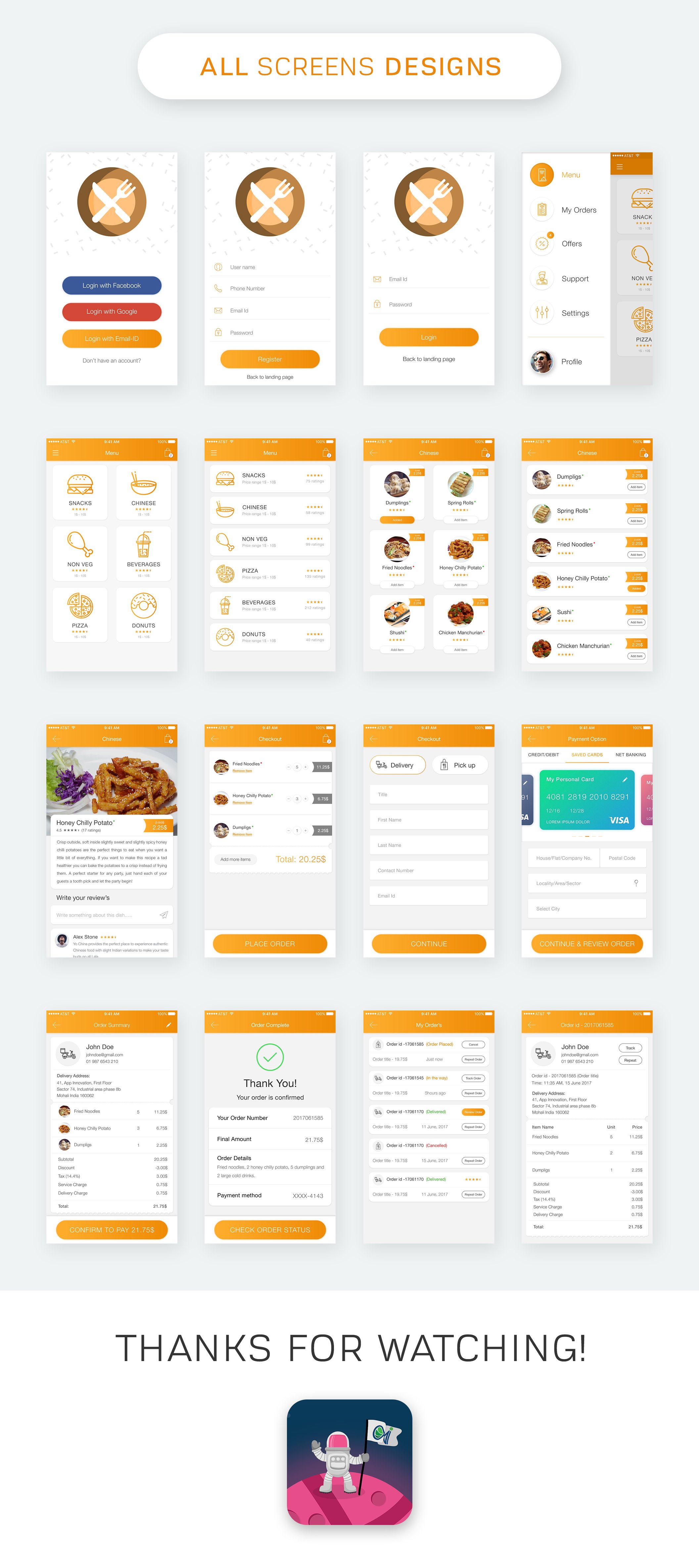 餐厅食品外卖订购手机APP UI工具包 Food Mad App UI Kit插图2