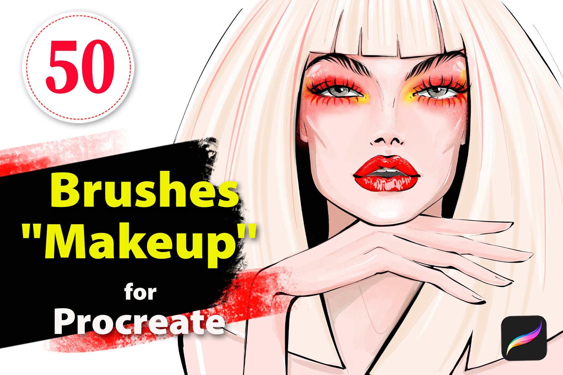 人物化妆效果Procreate笔刷 Makeup brush set for Procreate插图