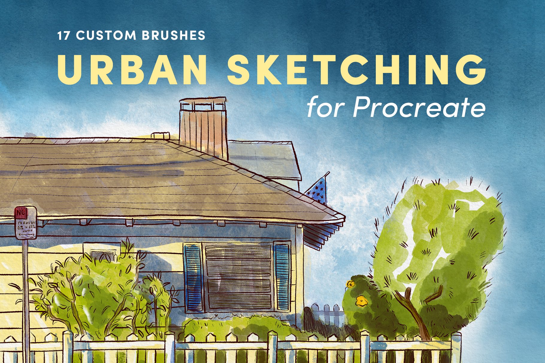 城市建筑游记绘画素描Procreate笔刷 Urban Sketching – Procreate Brushes插图