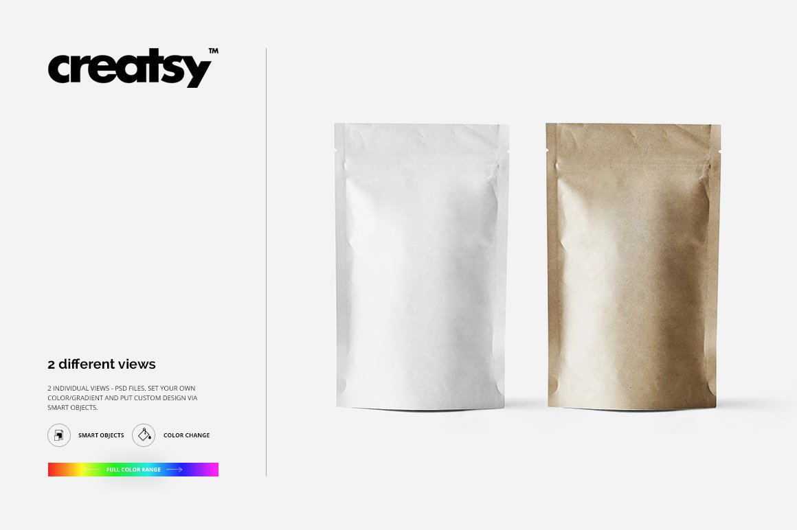 食品小零食纸质自封袋设计效果图样机模板3 paper bag