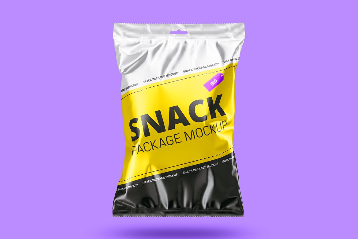 大型零食食品塑料袋设计样机模板largesnackpackagemockup