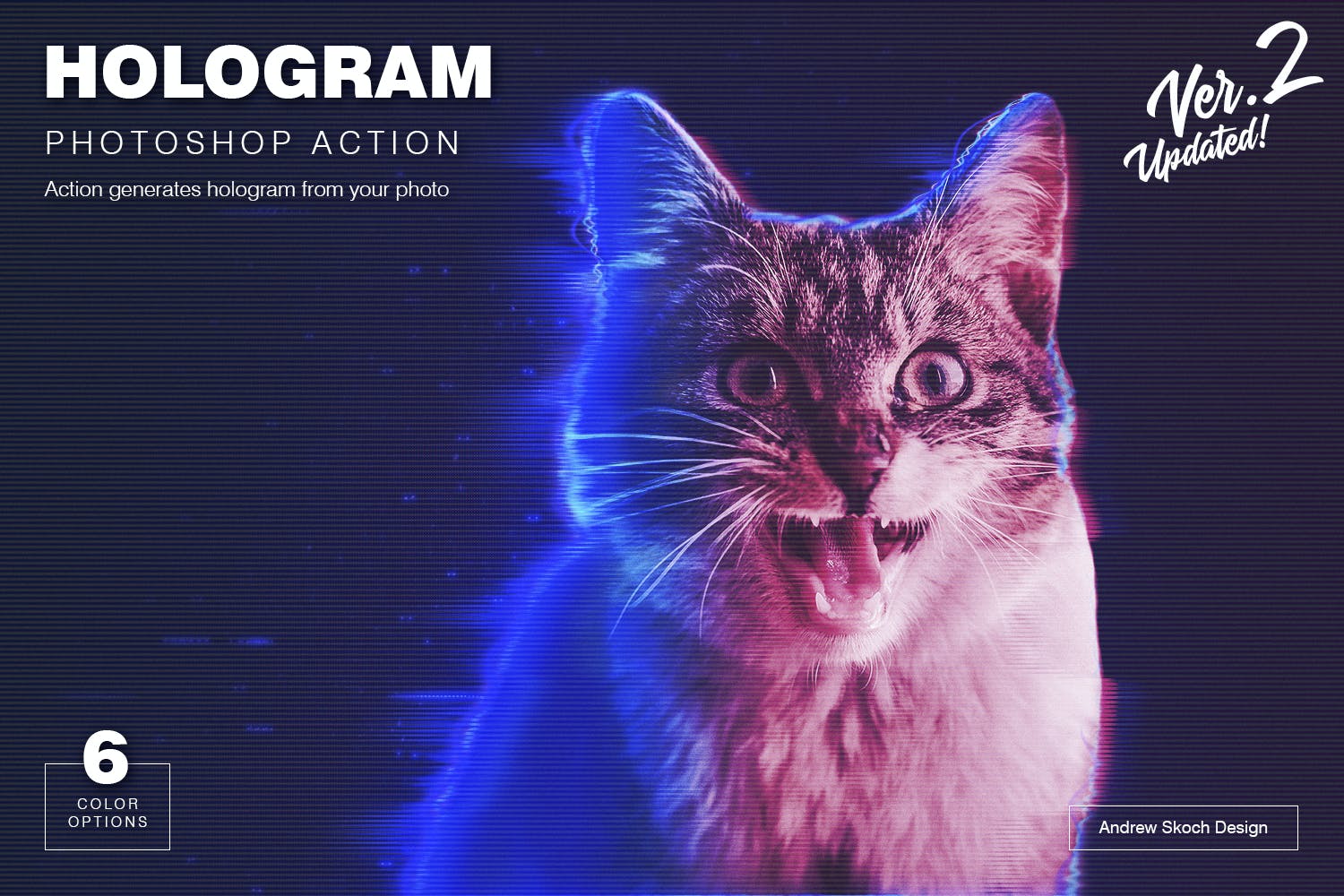 全息渐变色毛刺照片处理效果ps动作 hologram photoshop action