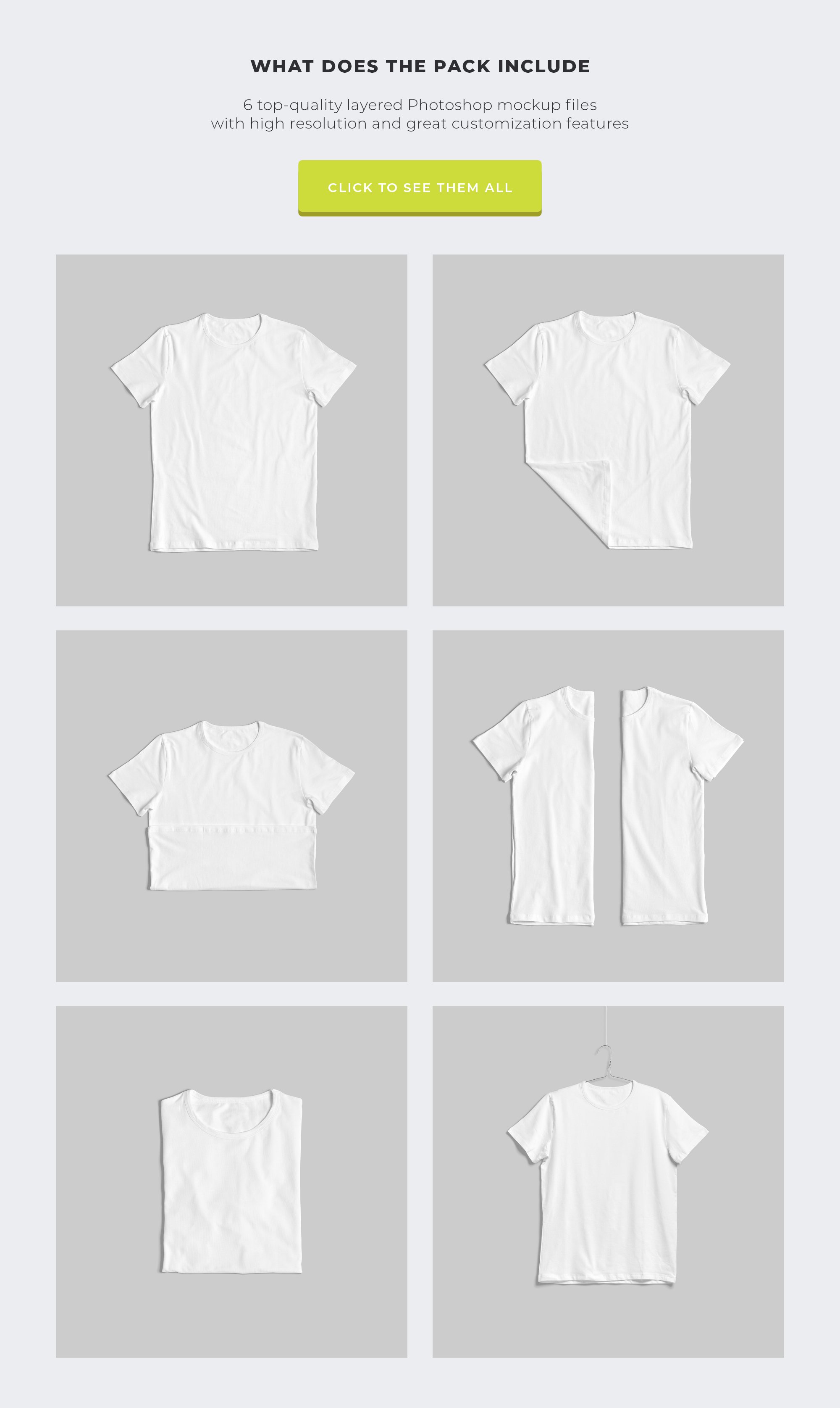 6款半袖t恤衫设计展示样机模板 customizable t-shirt mockups pack