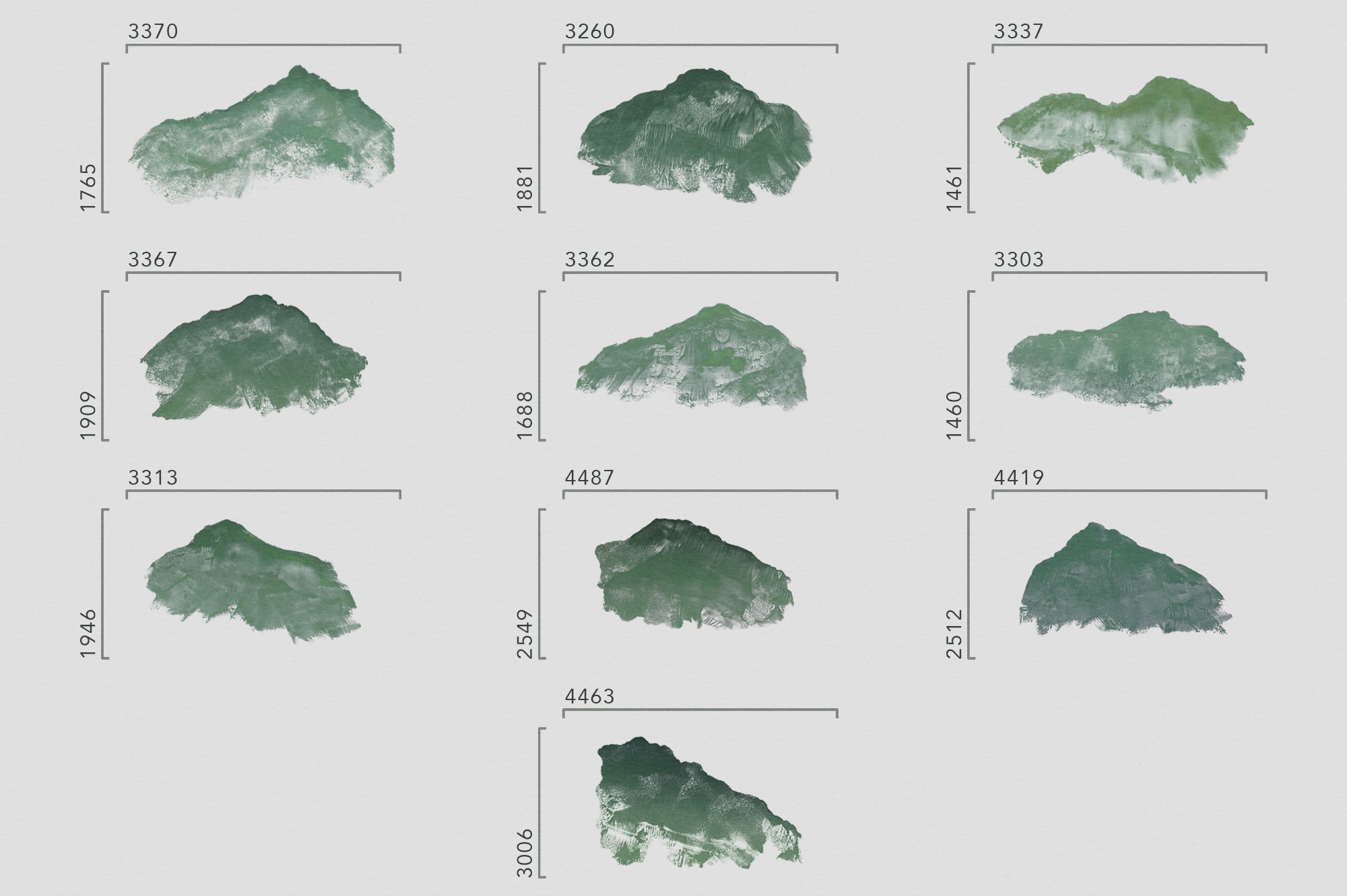 10款抽象水彩山形纹理图案素材 monotype mountains