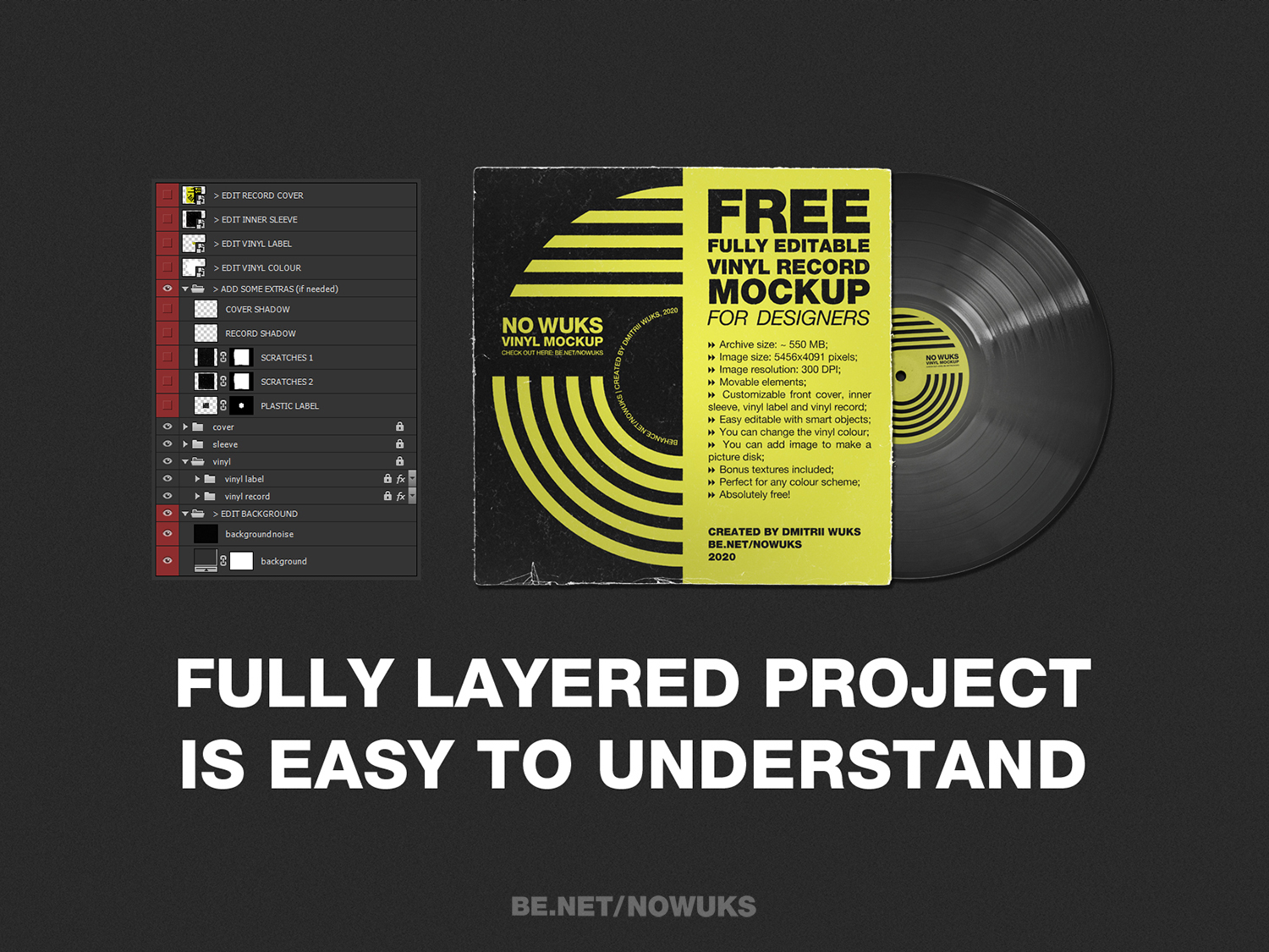 潮流黑胶唱片包装盒设计展示样机模板vinylrecordmockup
