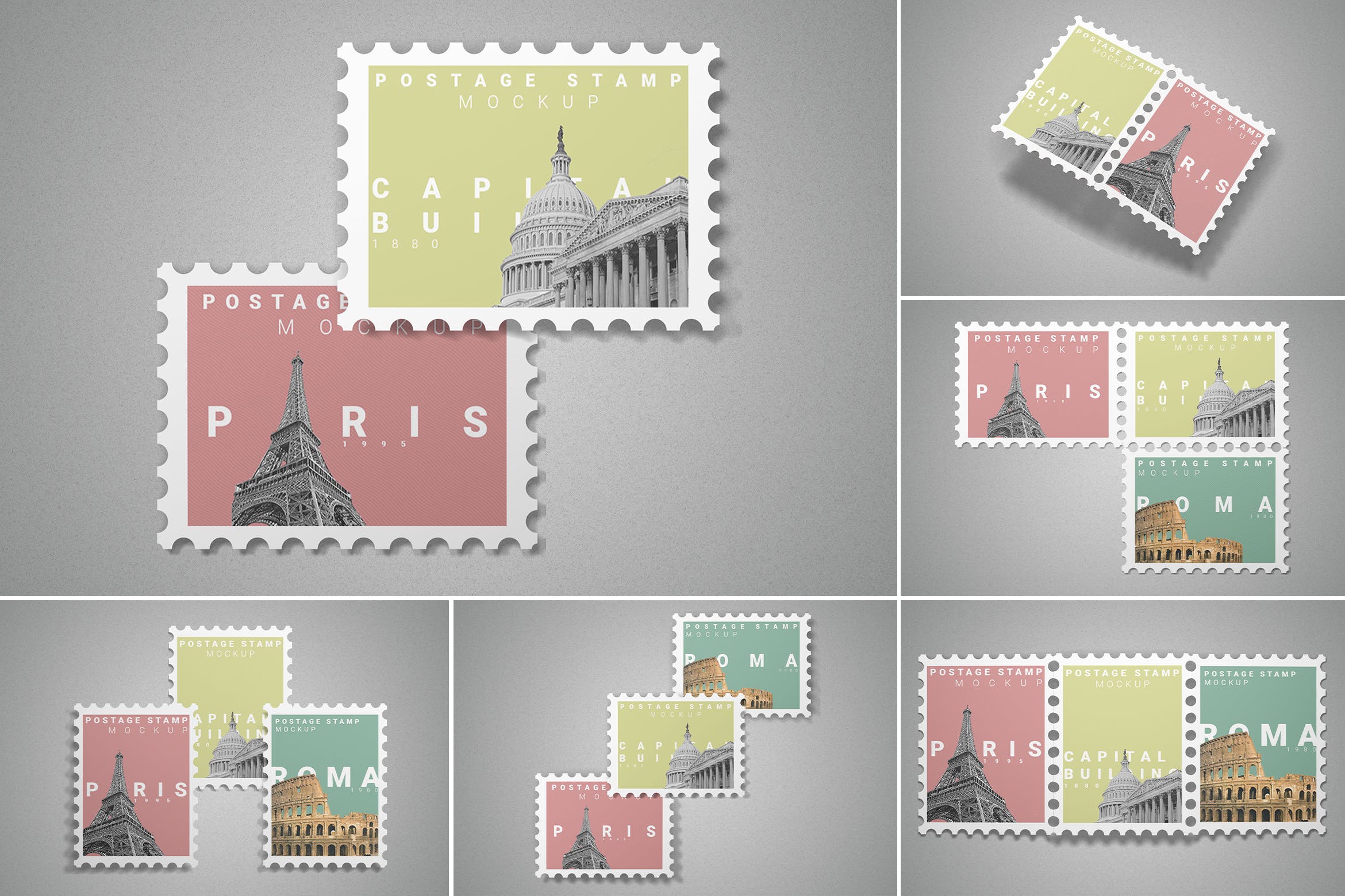 10款集邮纪念邮票文创设计样机模板postagestampmockup10psdfiles