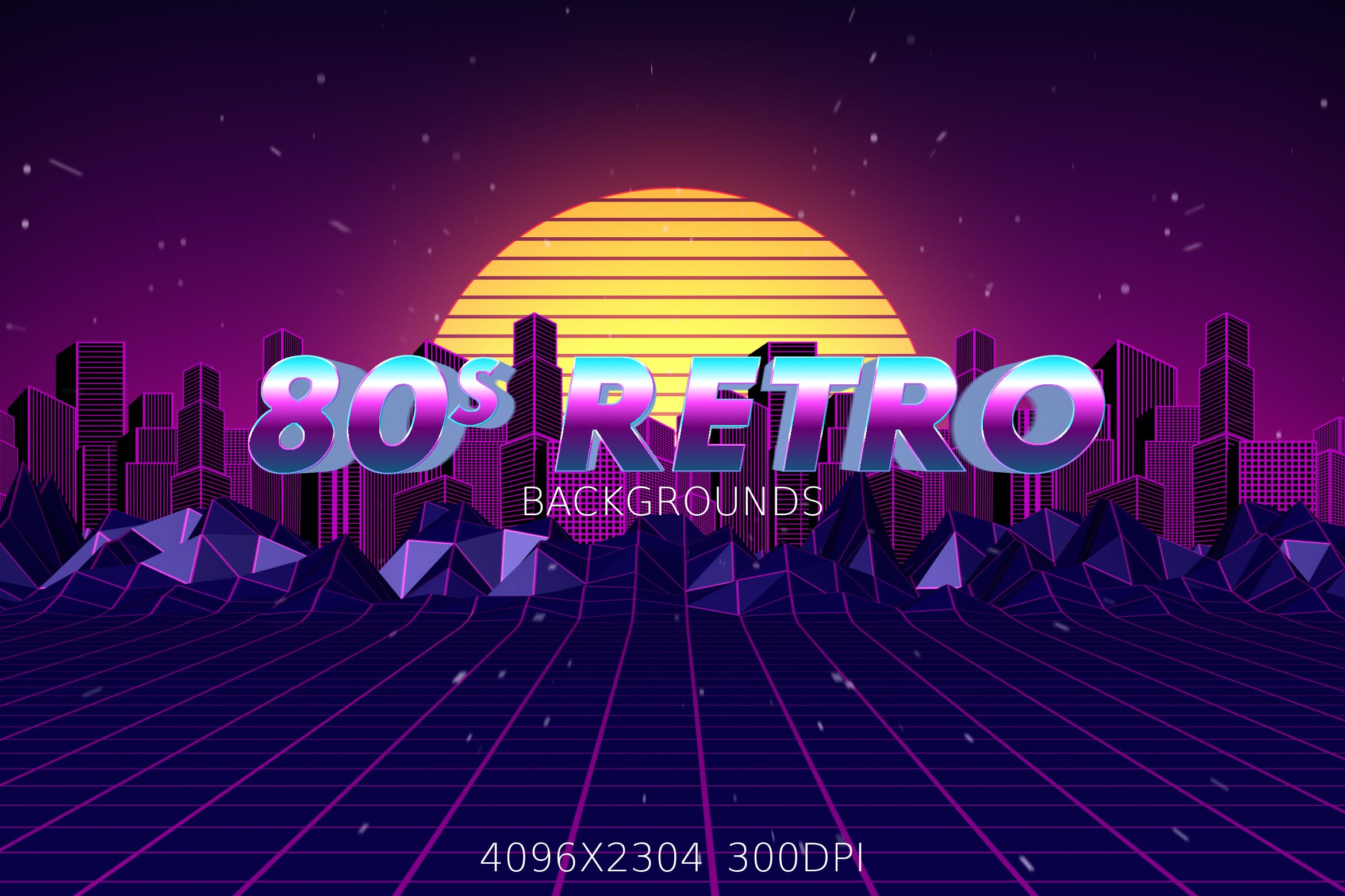 高清80年代复古霓虹灯效果背景图片素材 80s retro backgrounds