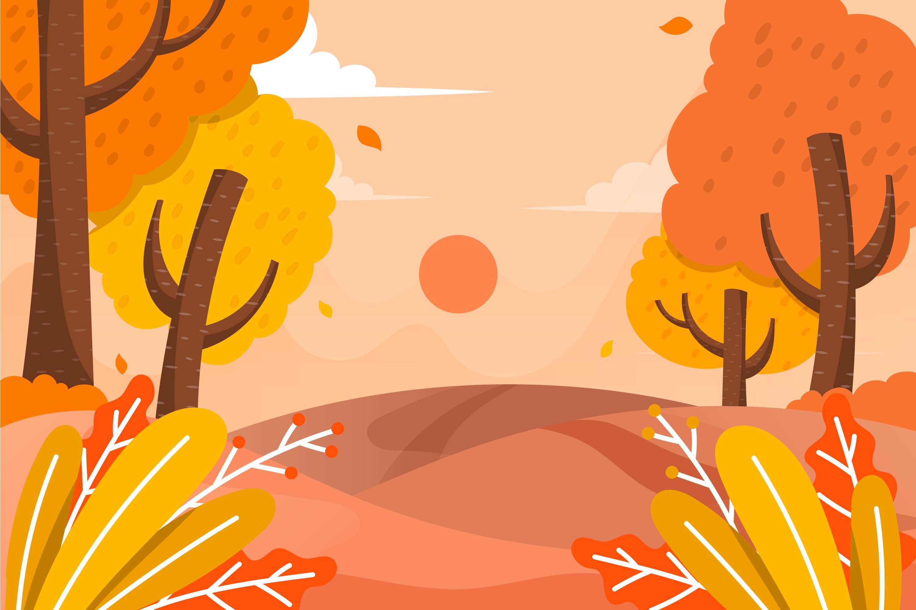 11款多彩秋季元素平面插图矢量素材 autumn background flat design