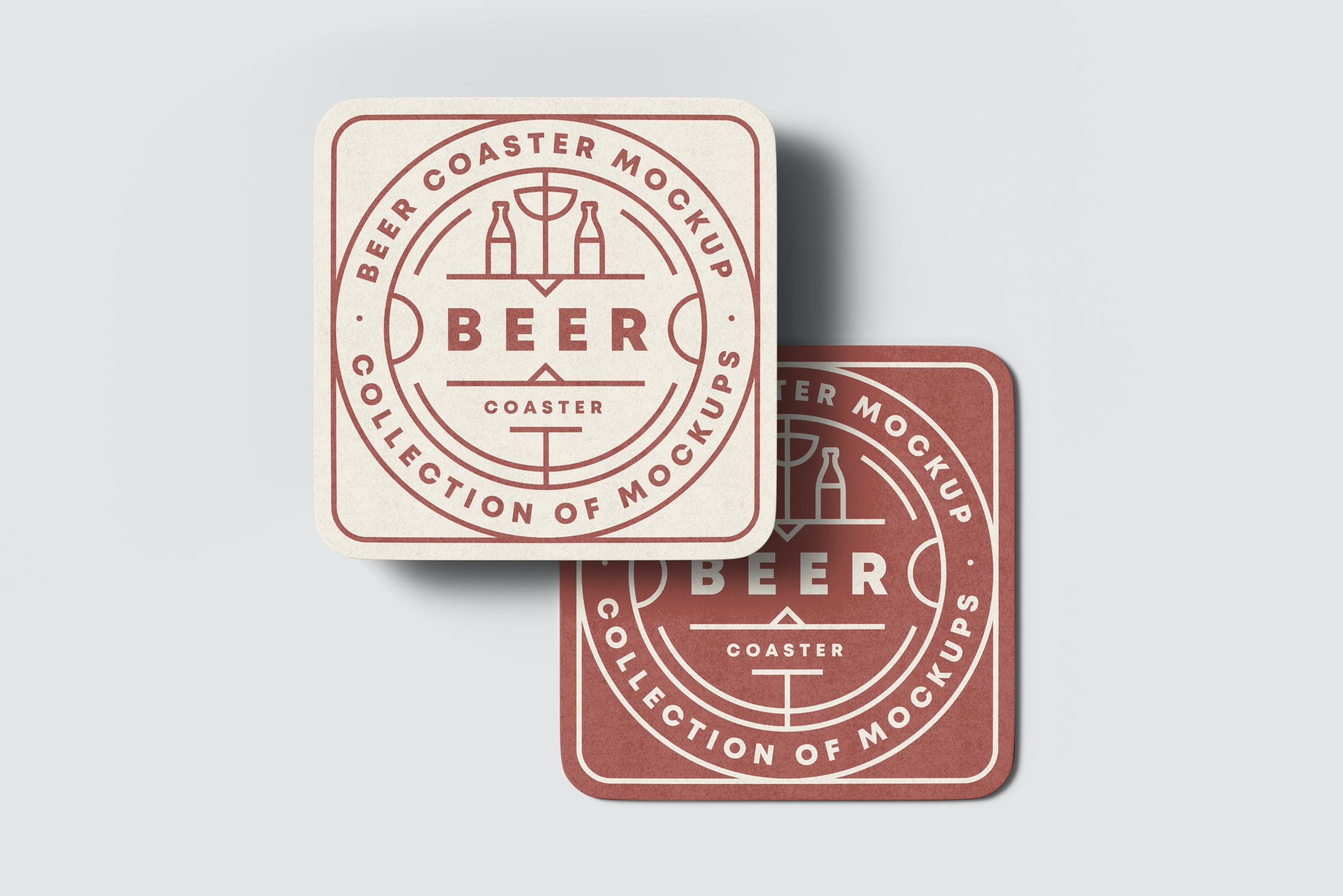 7款啤酒杯垫设计展示贴图样机 beer coaster mockup 2