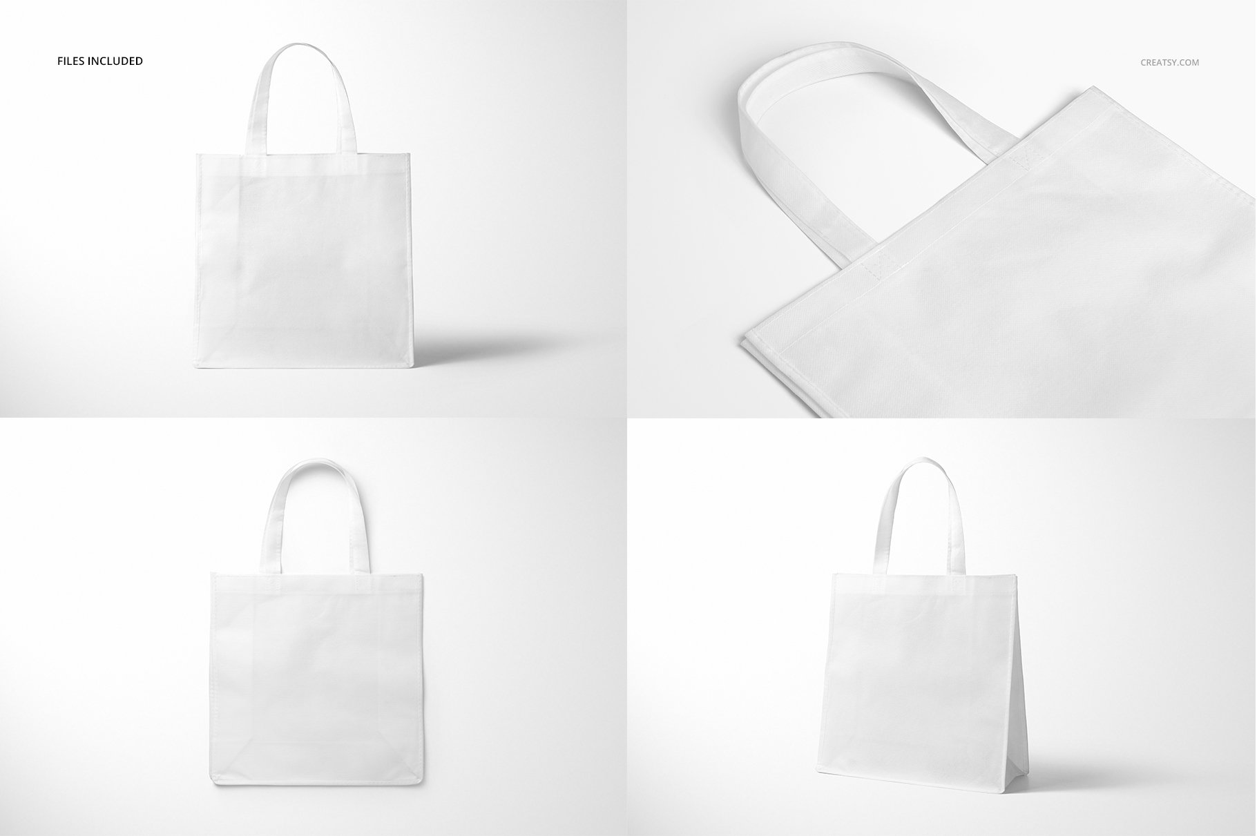 无纺布手提购物布袋设计展示贴图样机套装 non-woven tote bag mockup