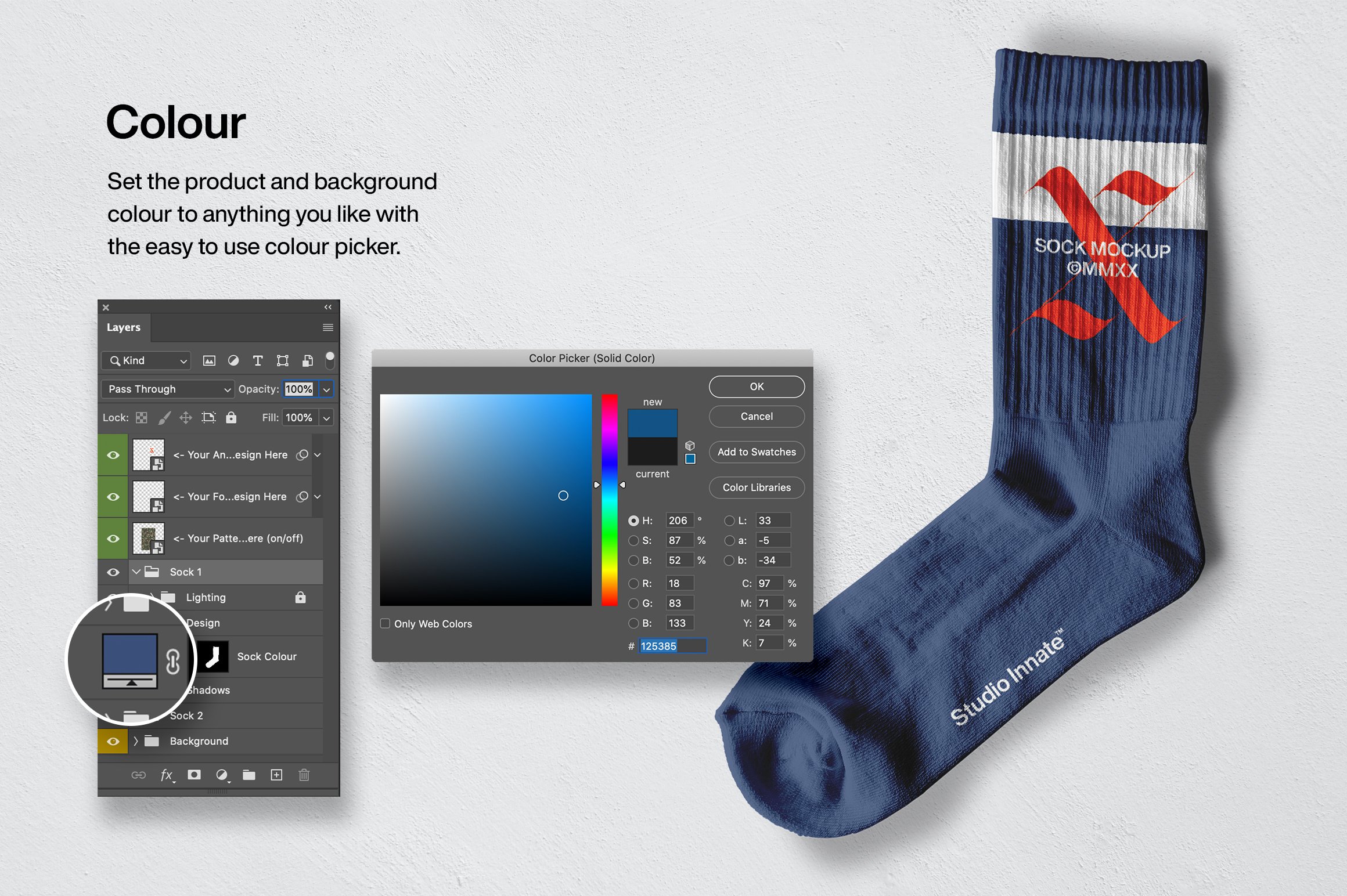 简约运动长筒袜子印花图案设计展示贴图样机sportssocksmockup