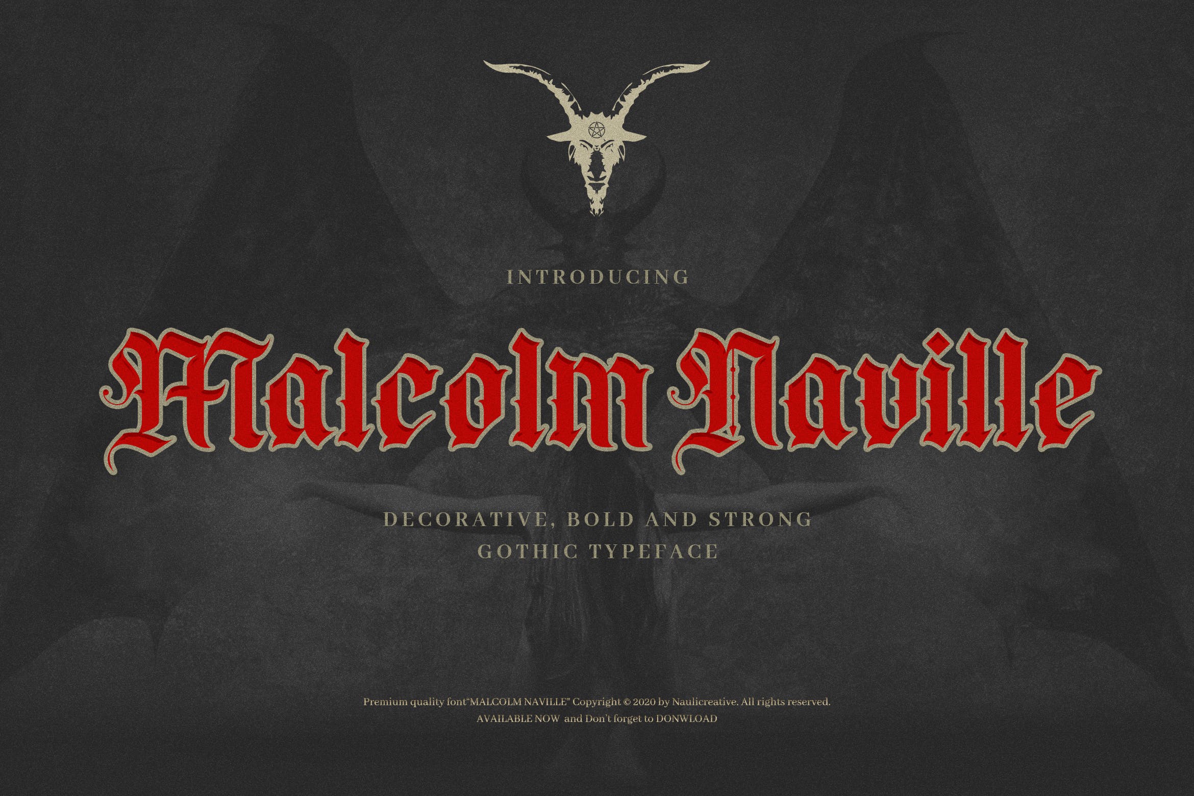 复古哥特式海报标题logo文字英文字体设计素材 malcolm naville –