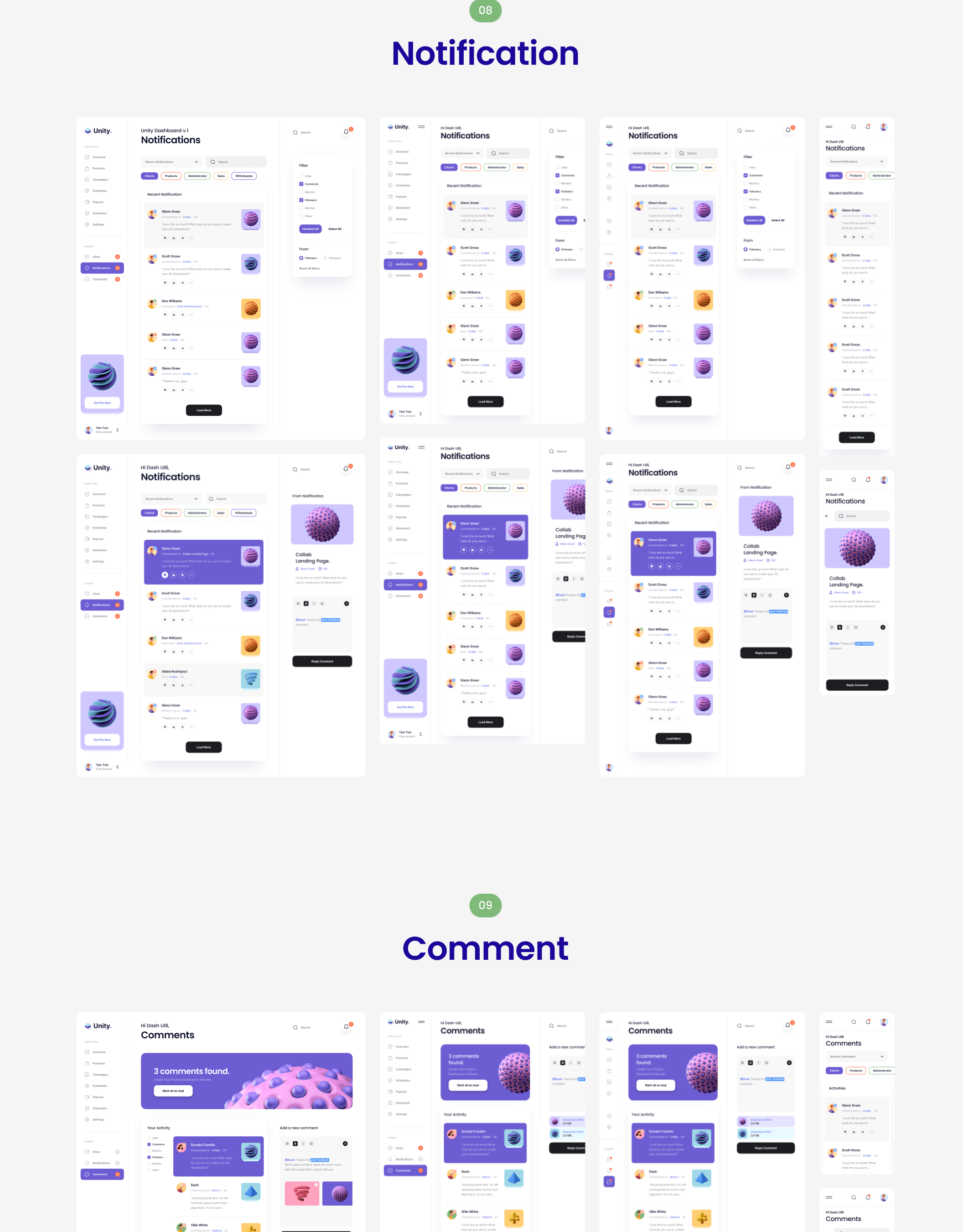 炫酷活动策划对账单仪表盘界面设计ui套件素材 unity dashboard kit