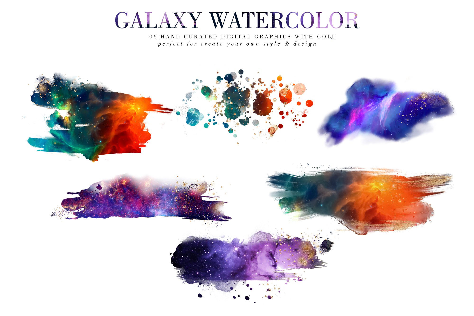 炫彩星云星系宇宙空间水墨背景图片设计素材galaxywatercolor