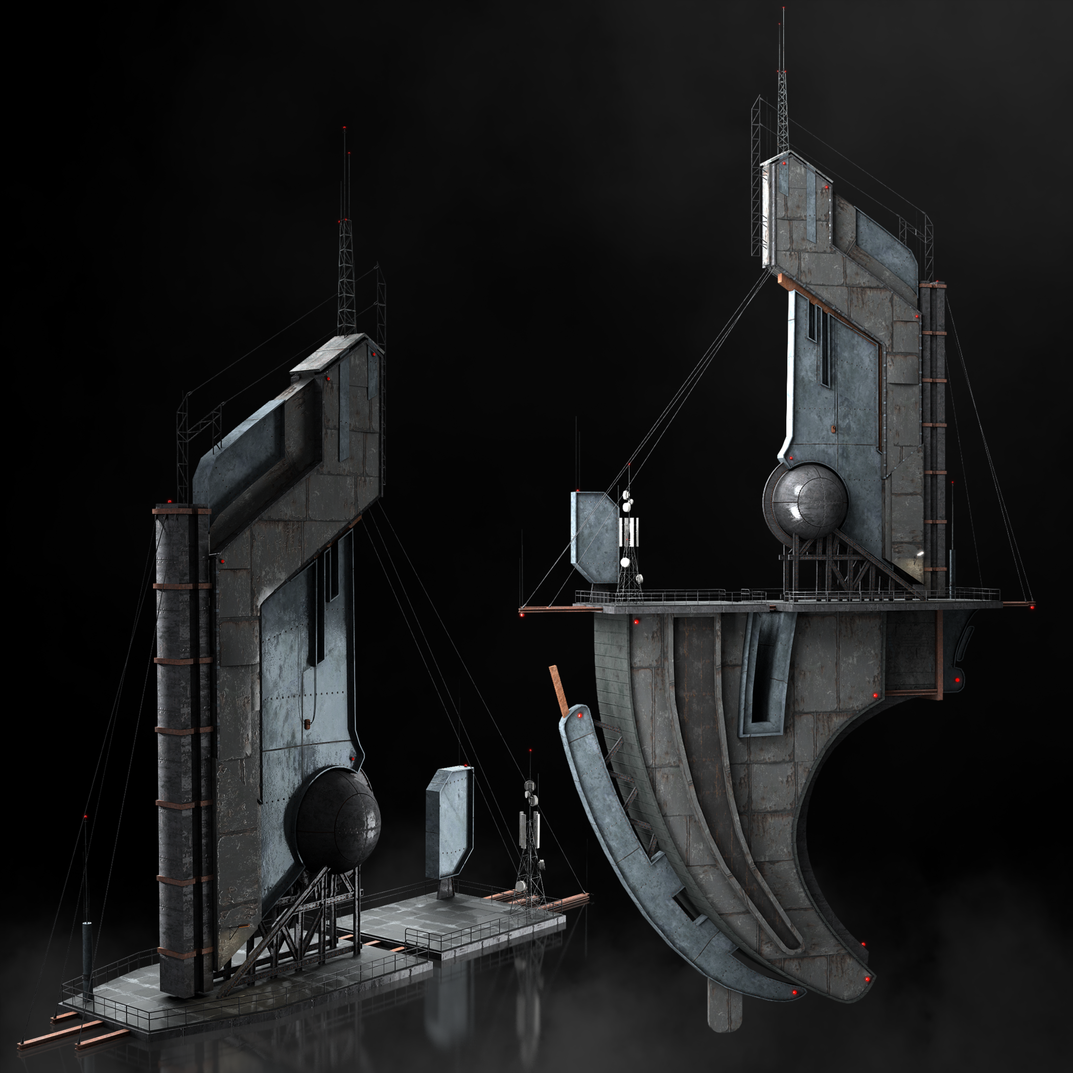 超炫酷未来科幻电影游戏浮动城市建筑3d模型设计素材kitbash3d–heavy