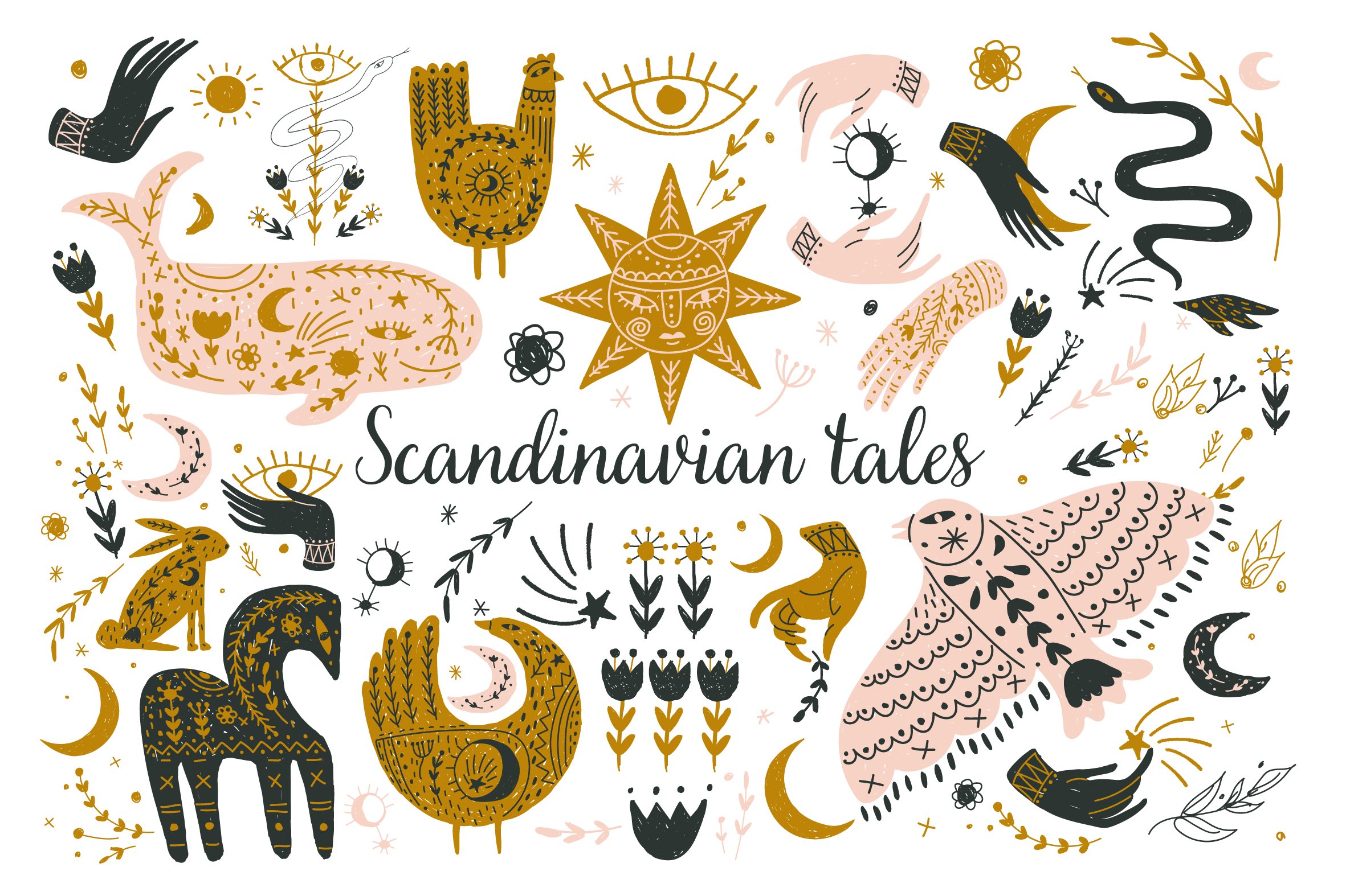 波西米亚风民间乡村艺术无缝隙图案矢量设计素材scandinaviannordic