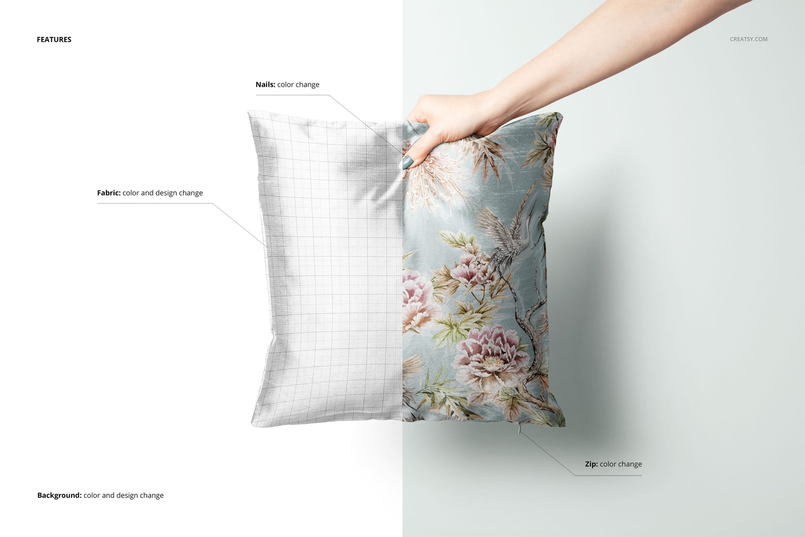 方形丝绸枕头抱枕印花图案设计ps贴图样机模板合集 polyester cushion