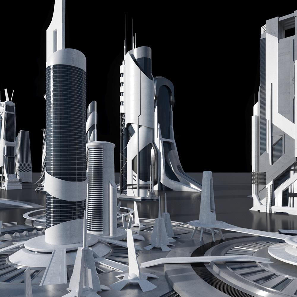 炫酷未来科幻电影城市建筑设计3d模型素材kitbash3d–utopia