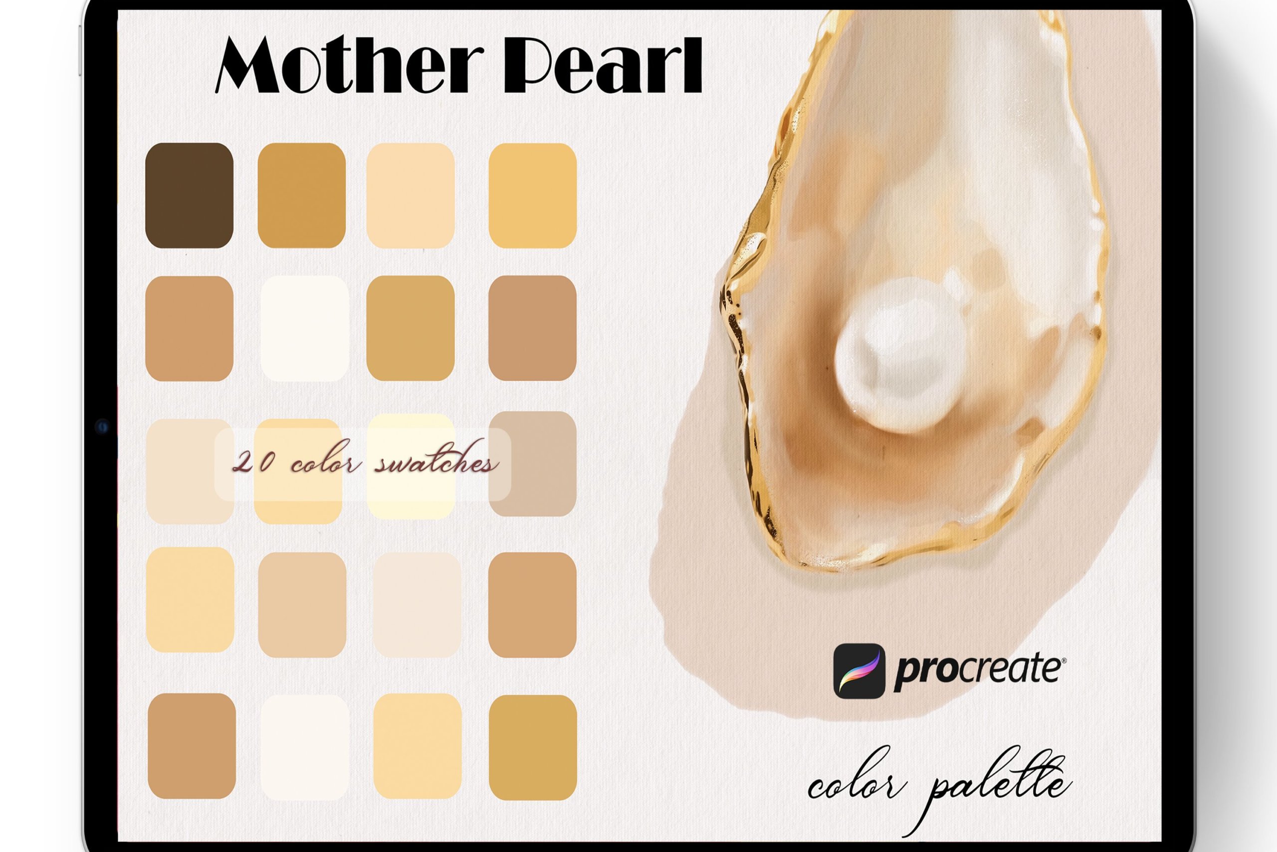 20款优雅procreate调色板设计素材 mother pearl color palette pro