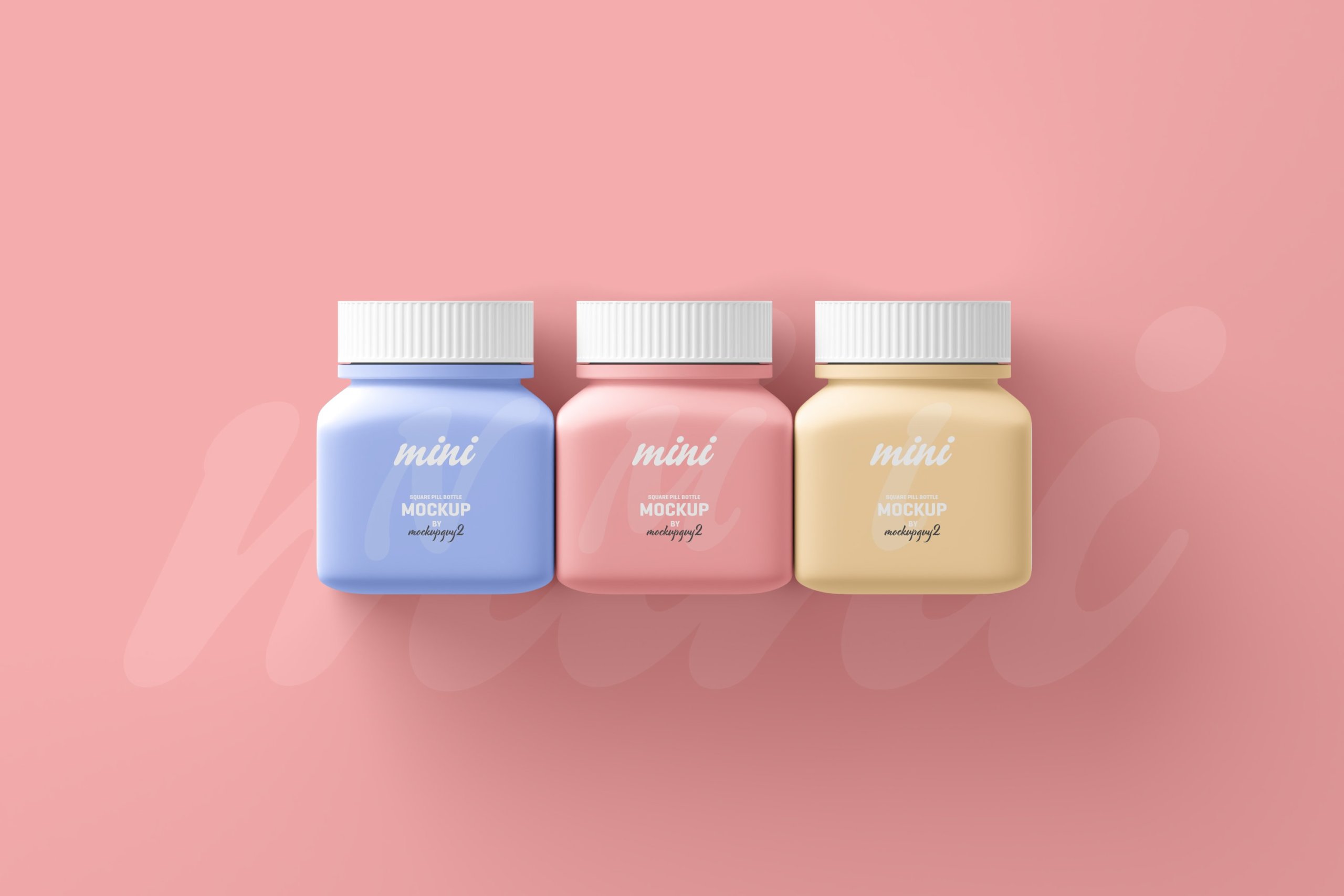 6款小型方形塑料药瓶设计贴图样机素材smallsquarepillbottlemockup