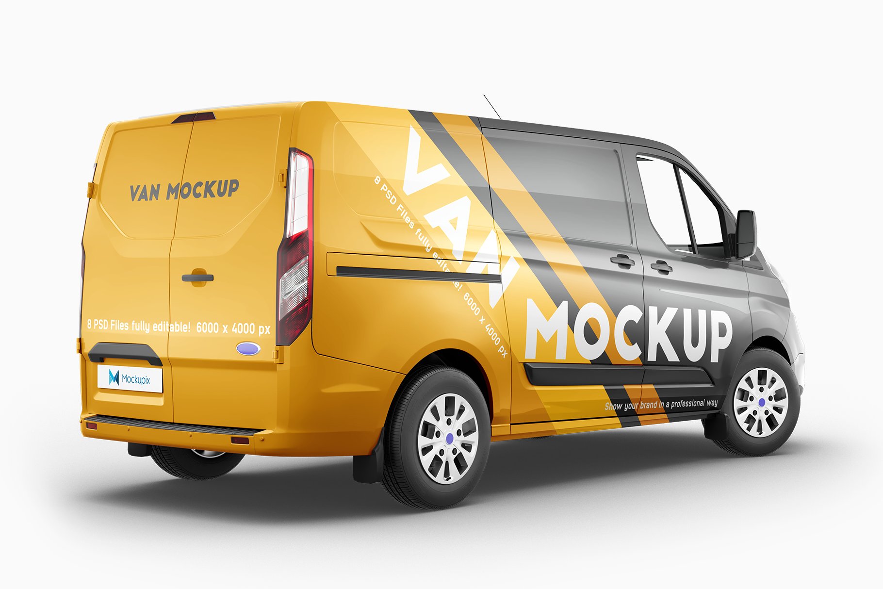 8个封闭面包货车车身广告设计展示样机模板vanmockup14