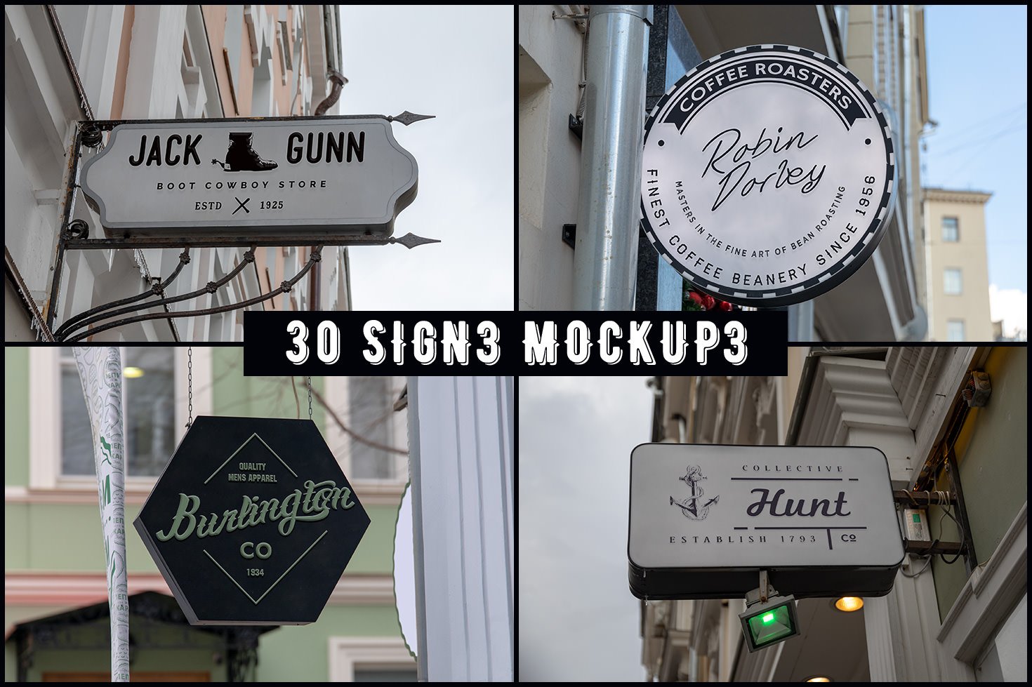 60款时尚城市街头店铺招牌标牌标志logo设计展示样机模板60signs
