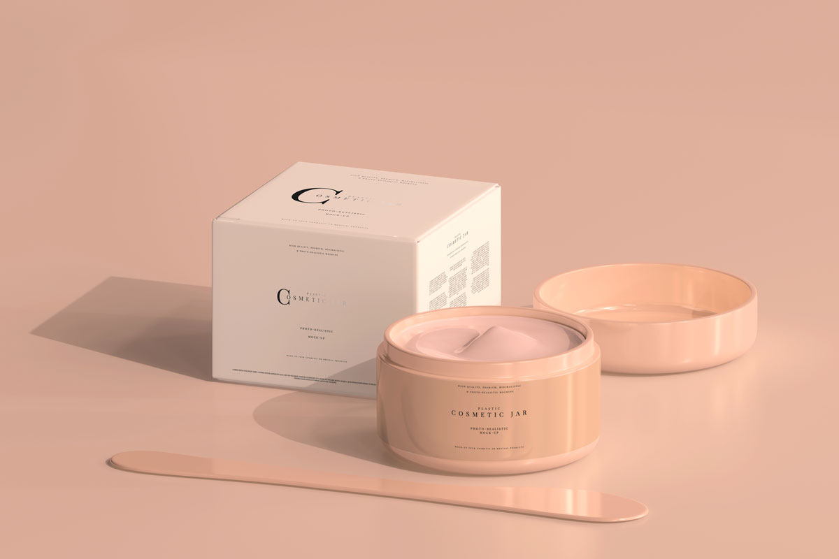 9个化妆品面霜包装罐纸盒设计贴图样机模板cosmeticjarmockup