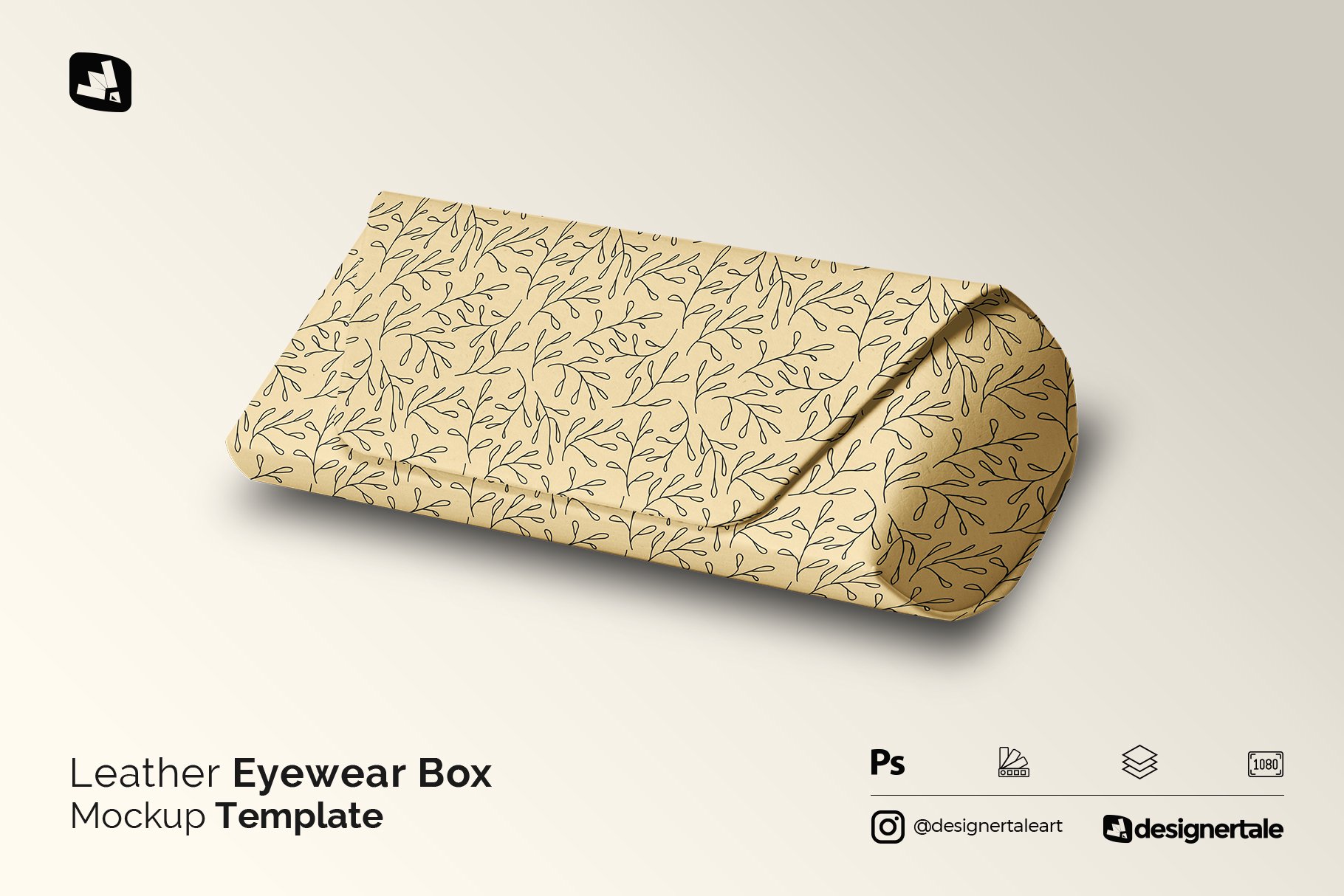 逼真皮革眼镜盒设计展示贴图样机 leather eyewear box mockup