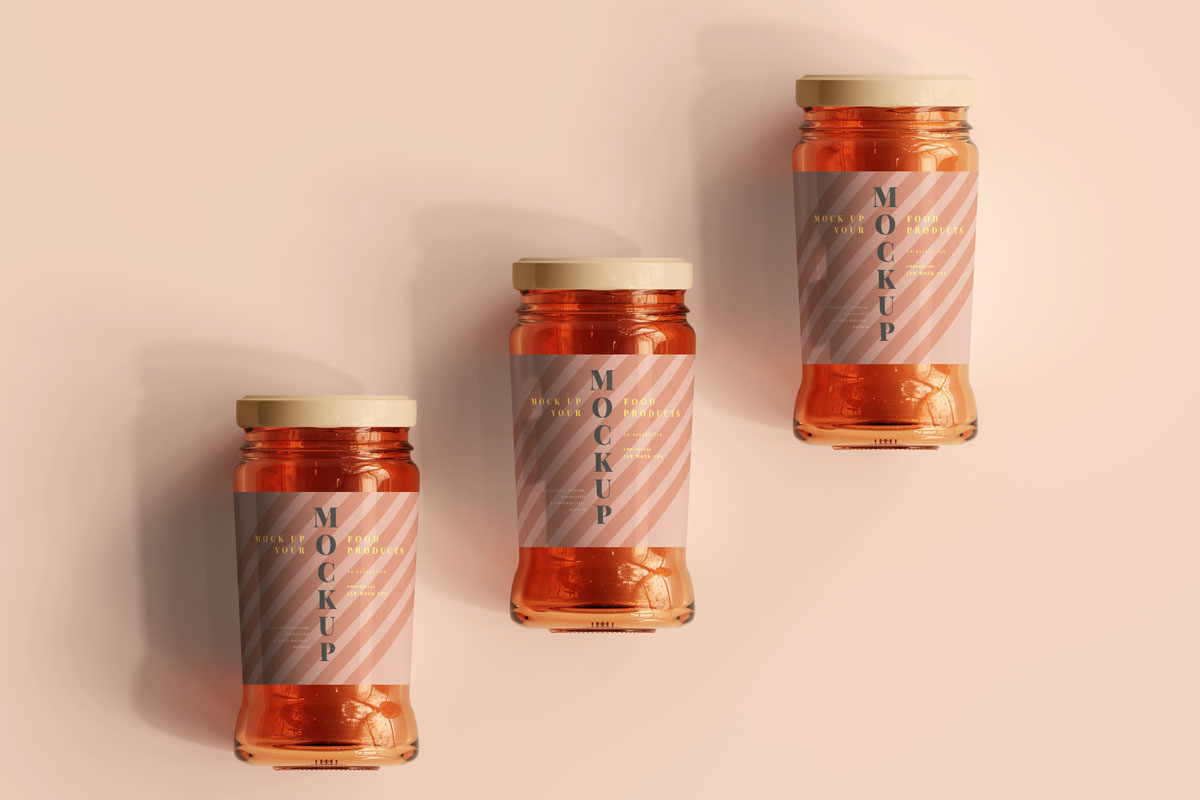 9款时尚果酱玻璃瓶标签设计psd样机模板 marmalade glass jars mockup