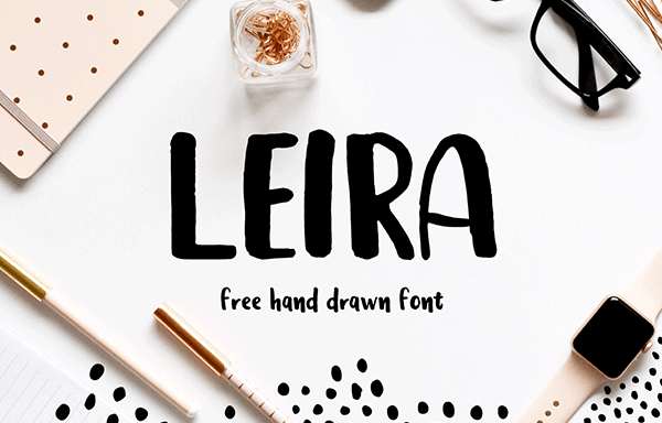 手拉笔刷字体  Leira Free Handdrawn Brush Font