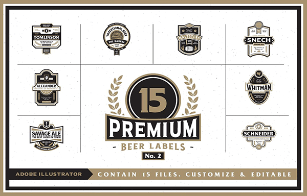 优质矢量的啤酒标签 Premium Beer Labels