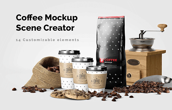 咖啡包装设计预览图场景元素样机 Coffee Mockup Scene Creator