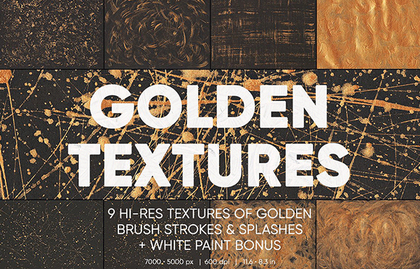 9款高分辨率金色纹理 9 Macro Golden Paint Textures