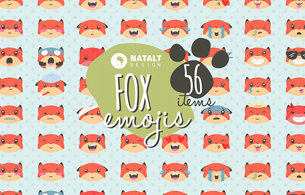 56款可爱狐狸表情符号 56 Fox Emojis
