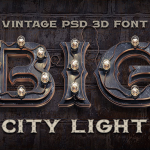 蒸汽朋克风格3D渲染字体 Alphabet BIG City Light Font