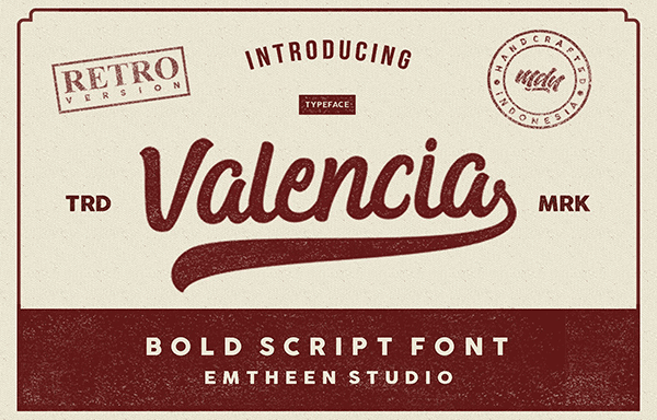 瓦伦西亚复古字体 Valencia Vintage Font