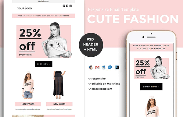 响应式时尚电子邮件网站模板 Fashion Email Template