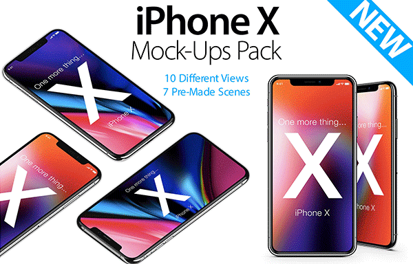 10个不同角度的iPhone X展示样机 10 iPhone X Mock-ups Pack