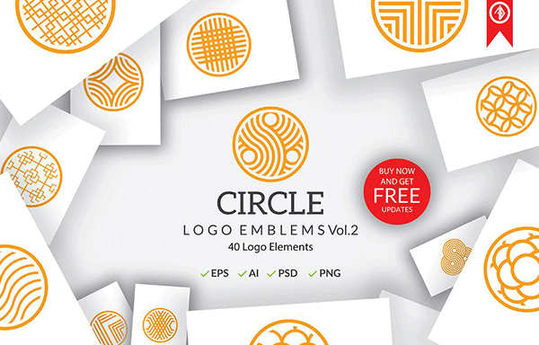 豪华极简主义标志矢量图形集合 Circle Logo Emblems Bundles