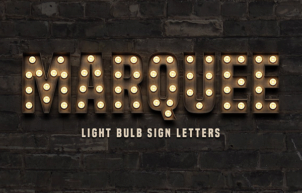 令人惊叹的高品质灯泡纹理 Marquee: Light Bulb Sign Letters