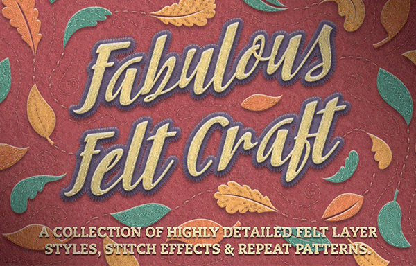 多才多艺的毛毡针脚图层样式 Felt Craft – Stitches Styles & More