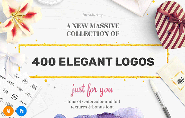 400款矢量英文标志素材包 400 Elegant Logo Bundle