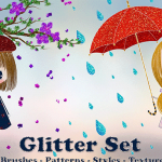 闪烁五彩纸屑闪粉纹理笔刷 Glitter Set for Photoshop